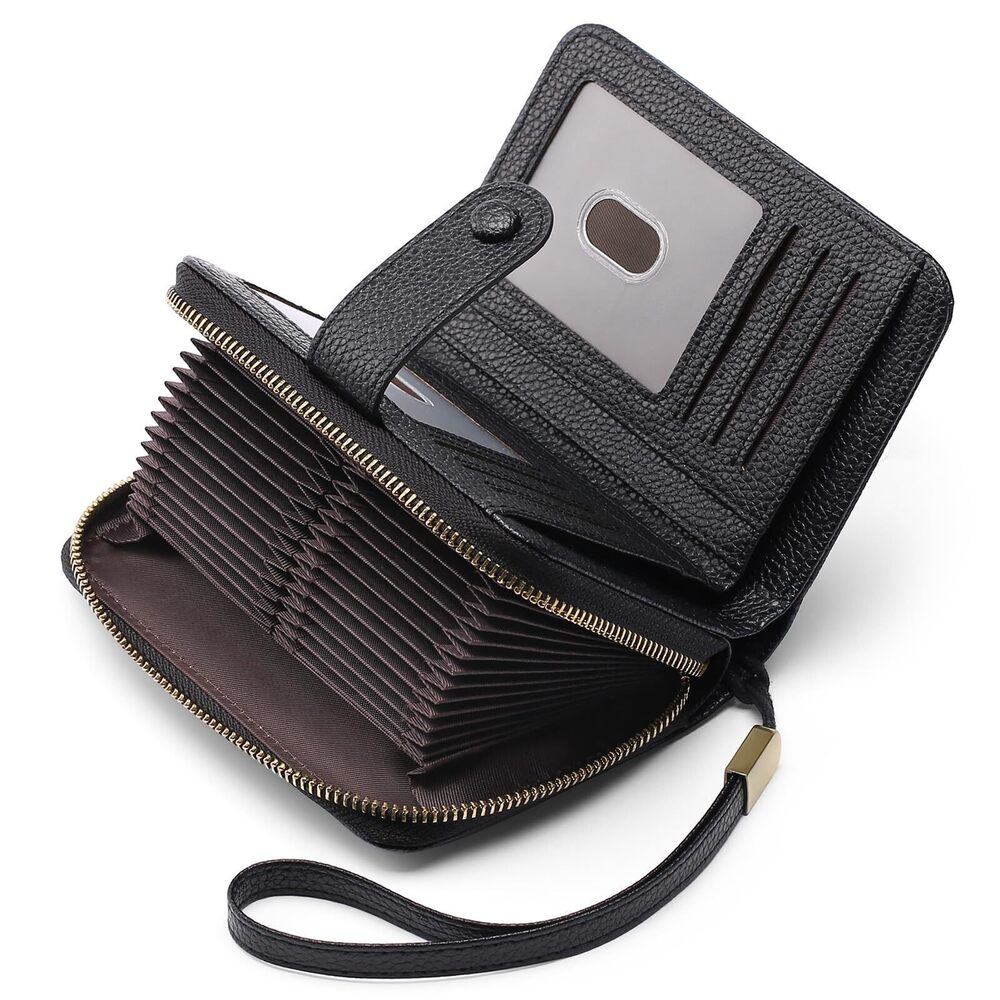 8744 Leather Credit Card Holder Wallet RFID Blocking Large Capacity Bifold